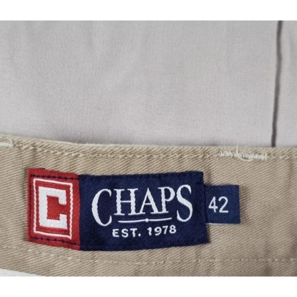 Chaps Ralph Lauren Mens 42 Chino Shorts Khaki Classic Fit‎ Flat Front Pockets